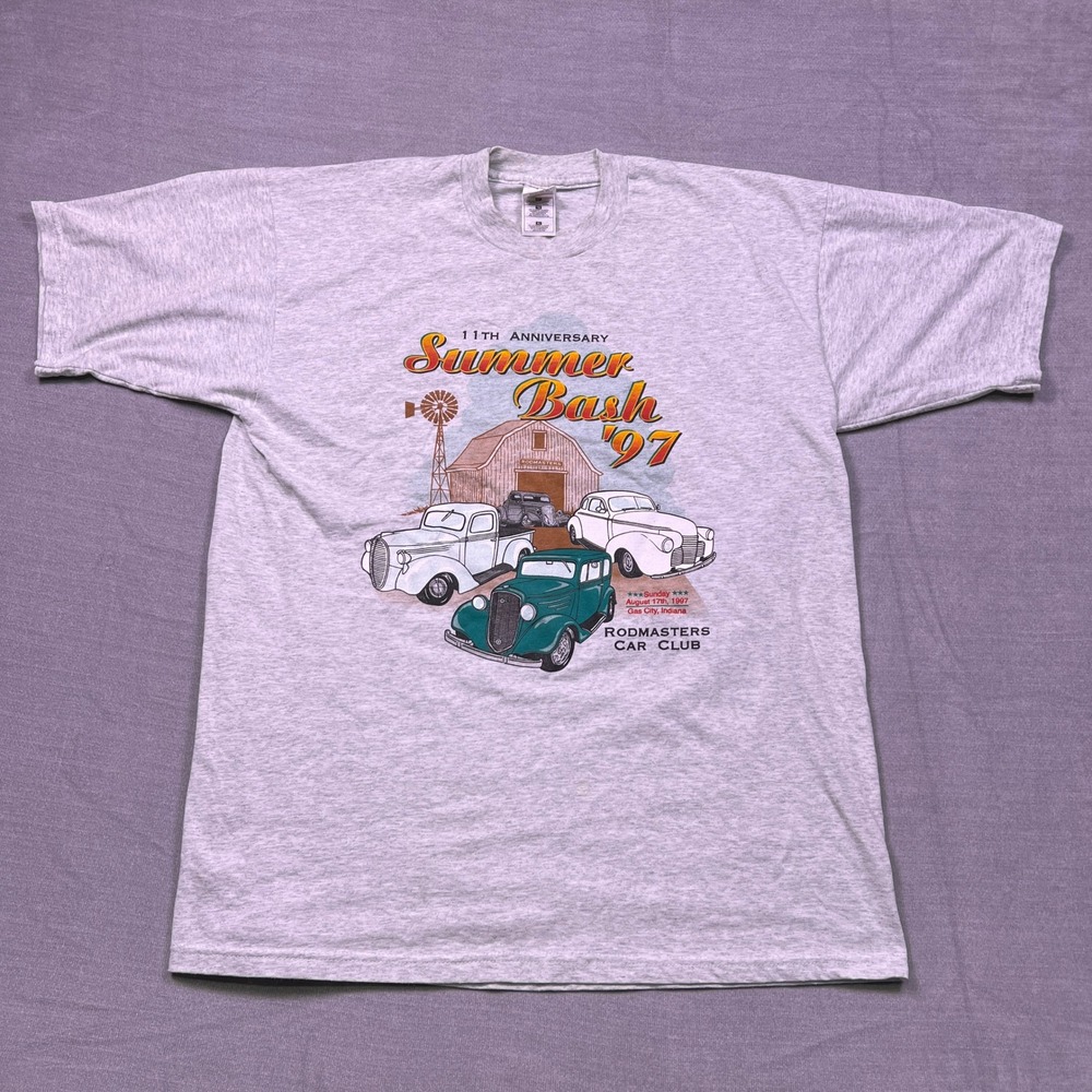 1997 Rodmasters Car Club‎ Summer Bash T Shirt Mens XL 50/50 Cotton Poly Gray